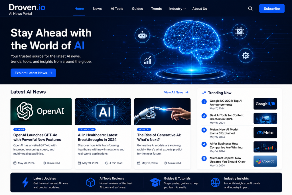 Droven.io AI News Portal – Latest AI News, Trends & Tools