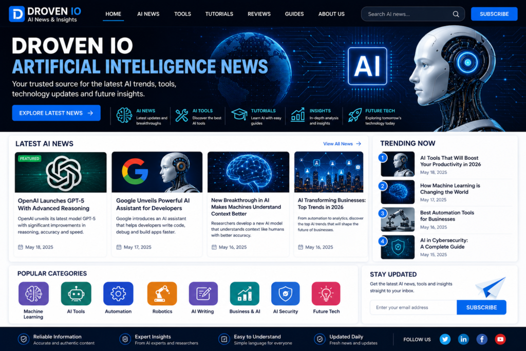 Droven IO Artificial Intelligence News – Latest AI Trends, Tools & Updates